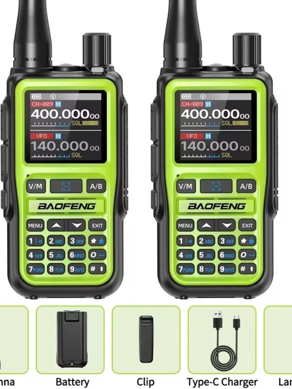 Baofeng Uv5r Mini Green Dual-Pack Portable Two-Way Radio (Green)